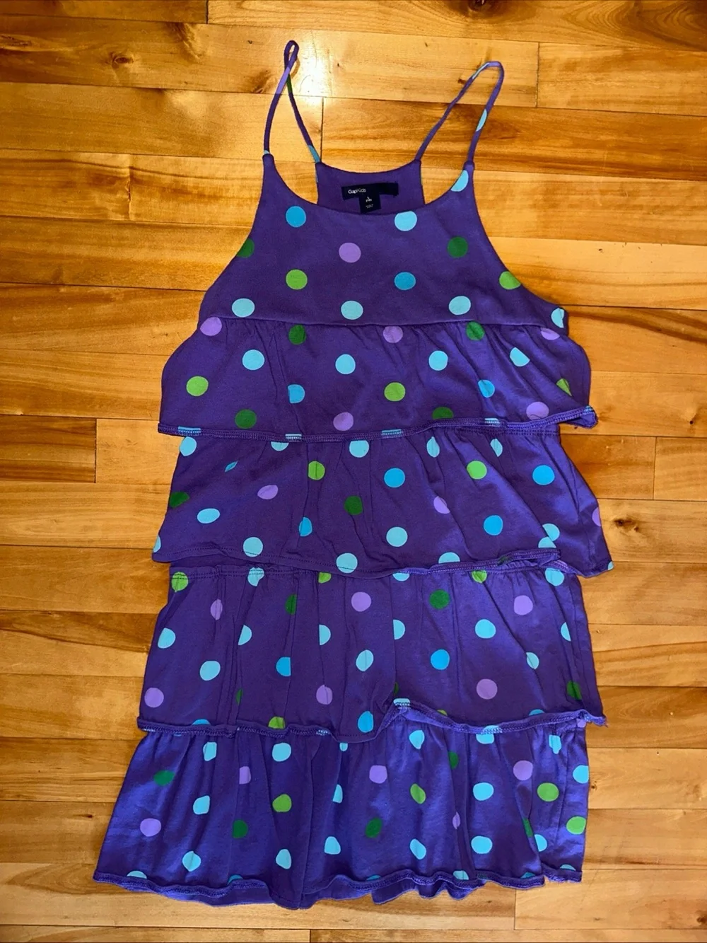 Gap kids Purple Polka Dot Tiered Spaghetti Strap Dress